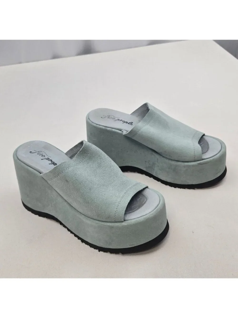 Free People Womens Platform Sandal Slides Mint 4
